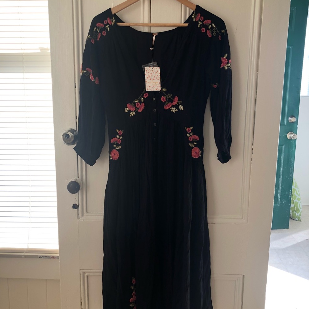 Floral Stitched Free People Midi Dress